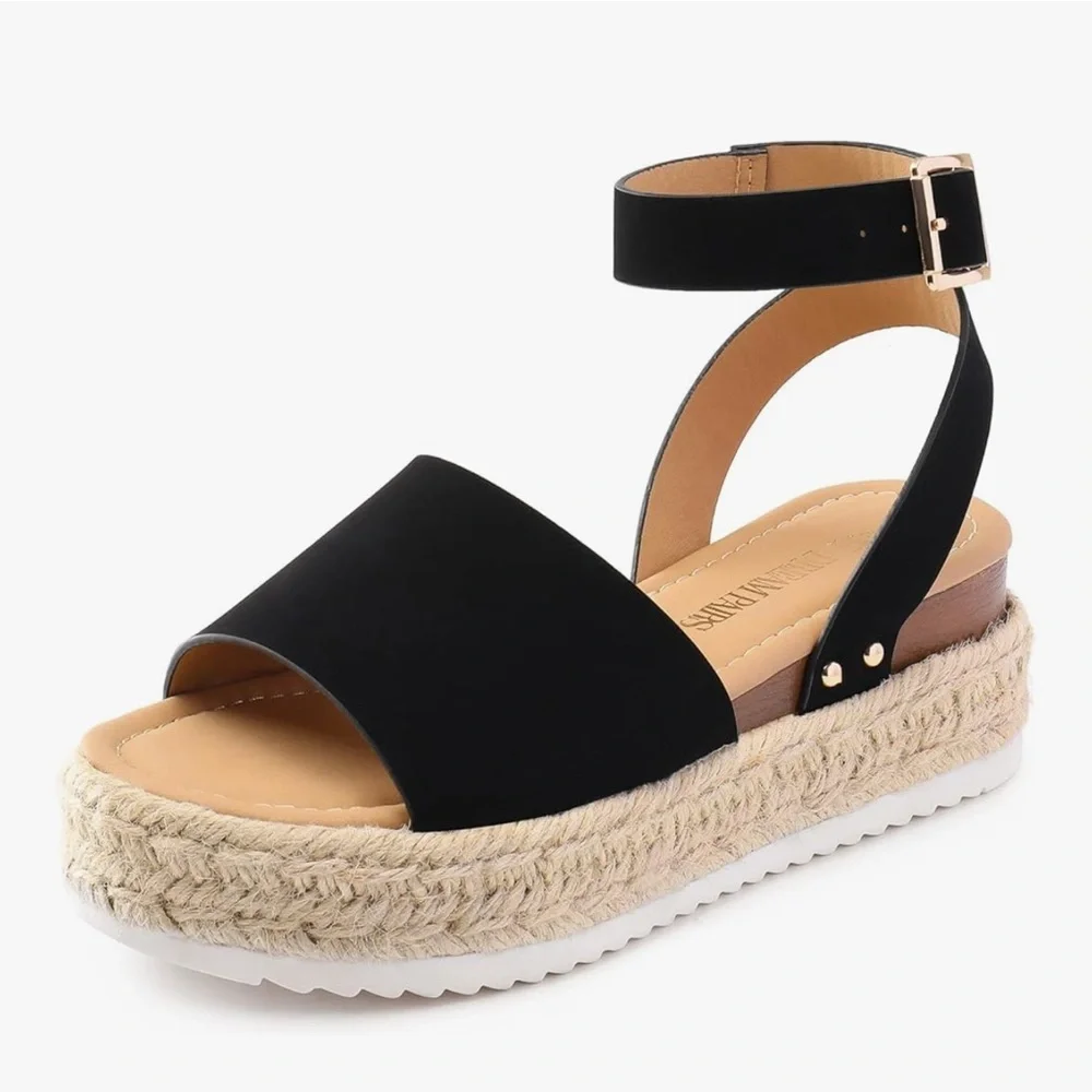 Elegant Black Espadrille Sandals - Picture 5 of 8